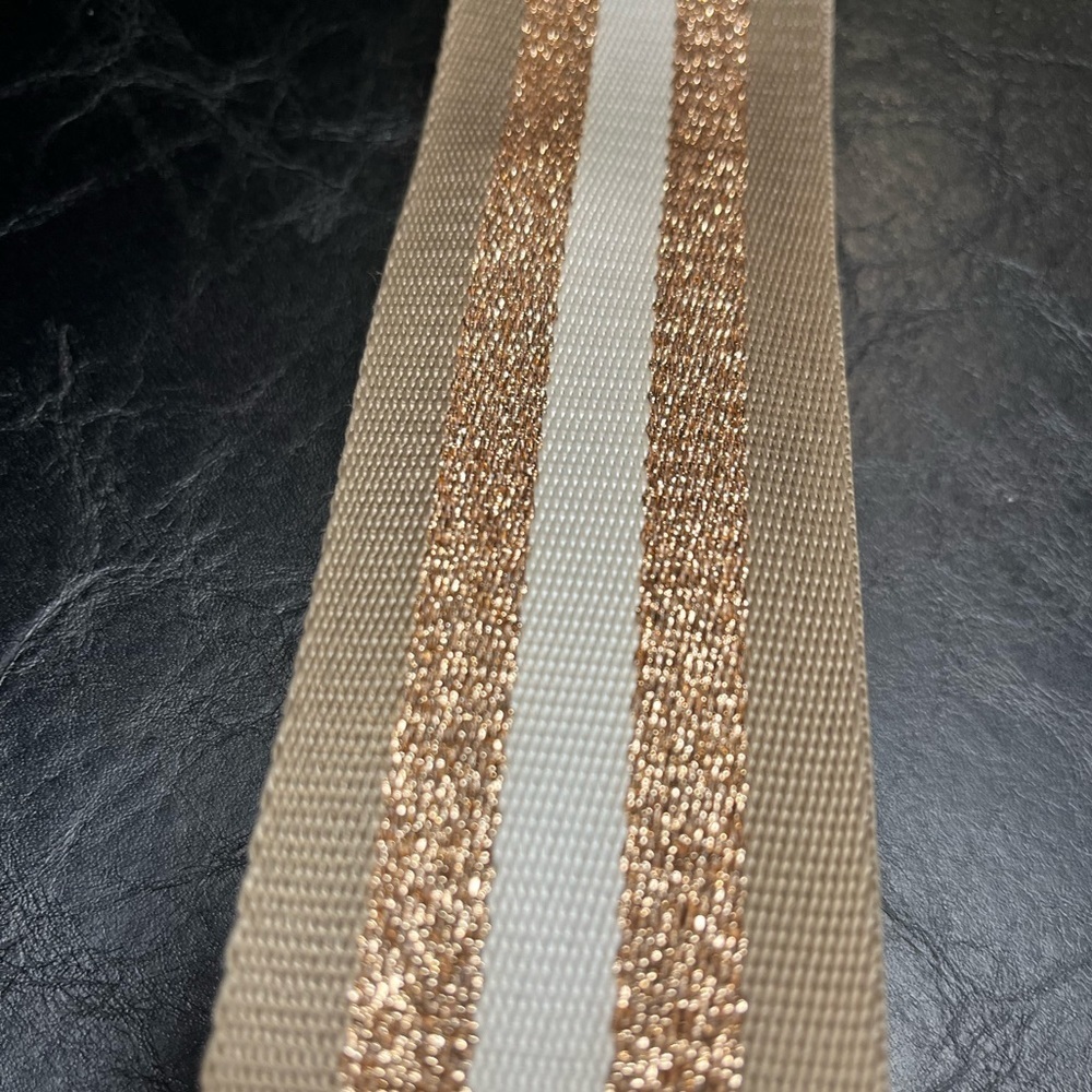 Elie Beaumont Metallic Rose Gold Stripe Adjustable Strap Eb Hardware | Like New — image 6 of 8
